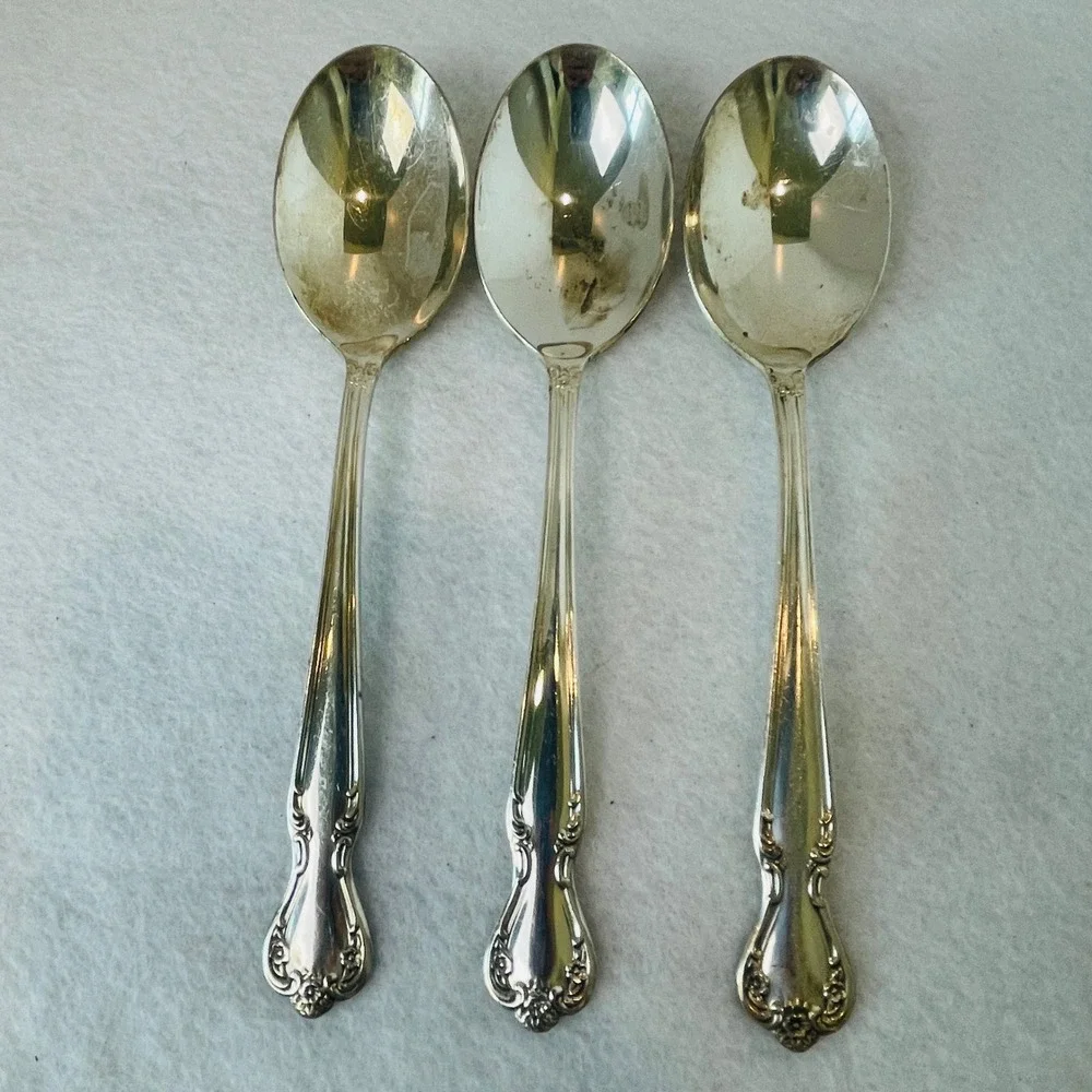 Rogers & Bro Daybreak Silver Plate Soup Spoons Set of 3 Reinforced Plate Vintage